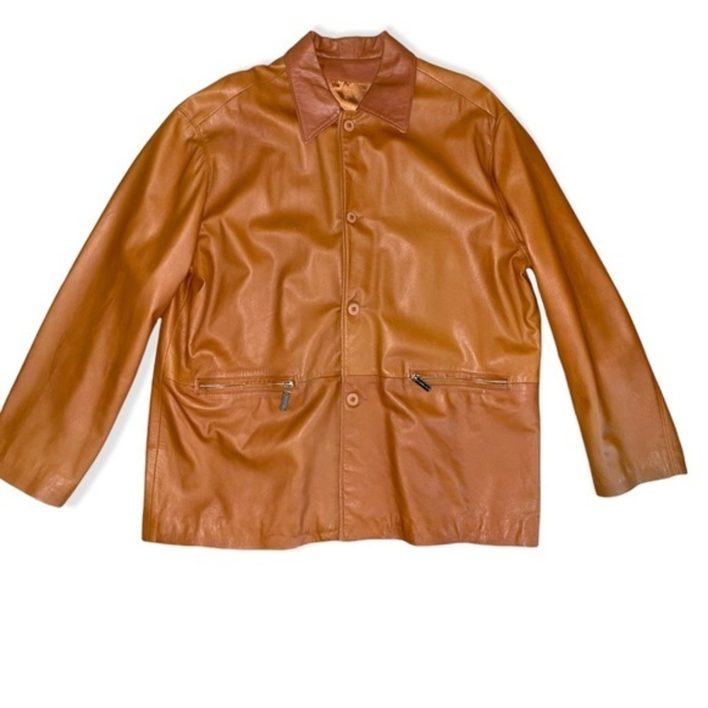 Men’s Brooksfield Sport camel color leather button down jacket